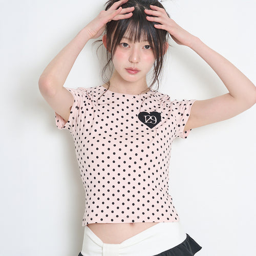 ILLIGO 129 dot fitted t-shirt pink dots
