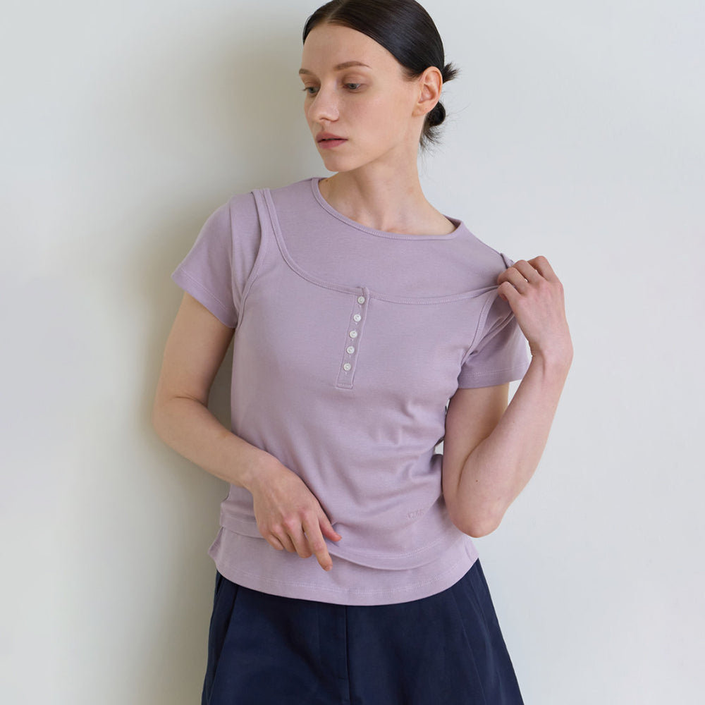ACOVE Compact Cotton Button Sleeveless_6 colors