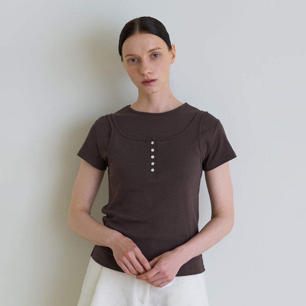 ACOVE Compact Cotton Button Sleeveless_6 colors