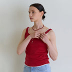 ACOVE Compact Cotton Button Sleeveless_6 colors