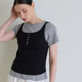 ACOVE Compact Cotton Button Sleeveless_6 colors