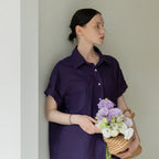 ACOVE Two Pocket Linen Shirt_Deep Purple