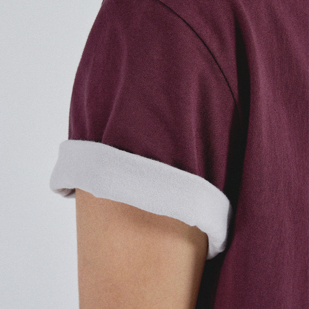 SLOWACID SA REFINED FLIP-CUFF SEMI-CROP TEE [DARK PLUM]