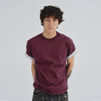 SLOWACID SA REFINED FLIP-CUFF SEMI-CROP TEE [DARK PLUM]