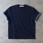 SLOWACID SA REFINED FLIP-CUFF SEMI-CROP TEE [NAVY]