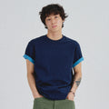 SLOWACID SA REFINED FLIP-CUFF SEMI-CROP TEE [NAVY]