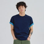 SLOWACID SA REFINED FLIP-CUFF SEMI-CROP TEE [NAVY]
