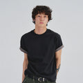 SLOWACID SA REFINED FLIP-CUFF SEMI-CROP TEE [BLACK]