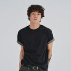 SLOWACID SA REFINED FLIP-CUFF SEMI-CROP TEE [BLACK]