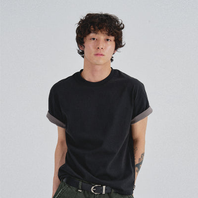 SA REFINED FLIP-CUFF SEMI-CROP TEE [BLACK]