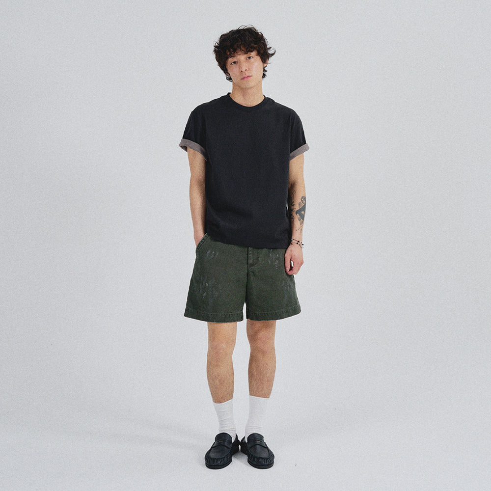 SLOWACID SA REFINED FLIP-CUFF SEMI-CROP TEE [BLACK]