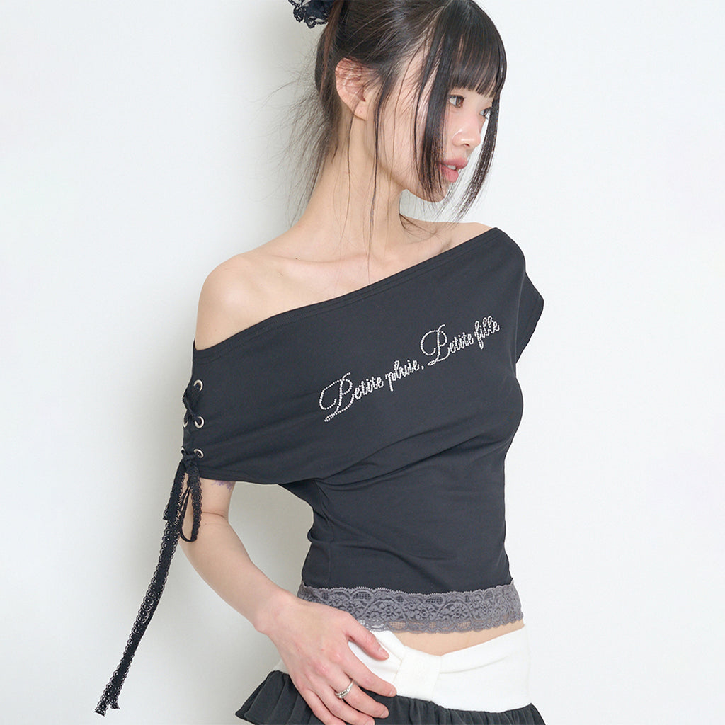 ILLIGO lace trim t-shirt black