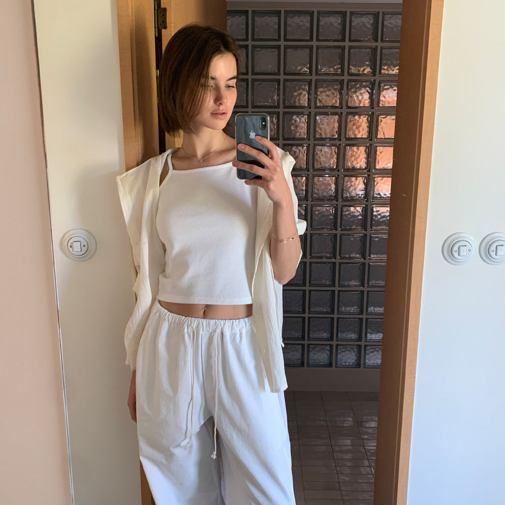 THE MITTEN [11th] MN waffle sleeveless (white)
