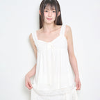 ILLIGO Bow Chiffon Lace Sleeveless Ivory