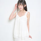 ILLIGO Bow Chiffon Lace Sleeveless Ivory