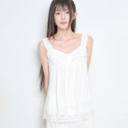 ILLIGO Bow Chiffon Lace Sleeveless Ivory