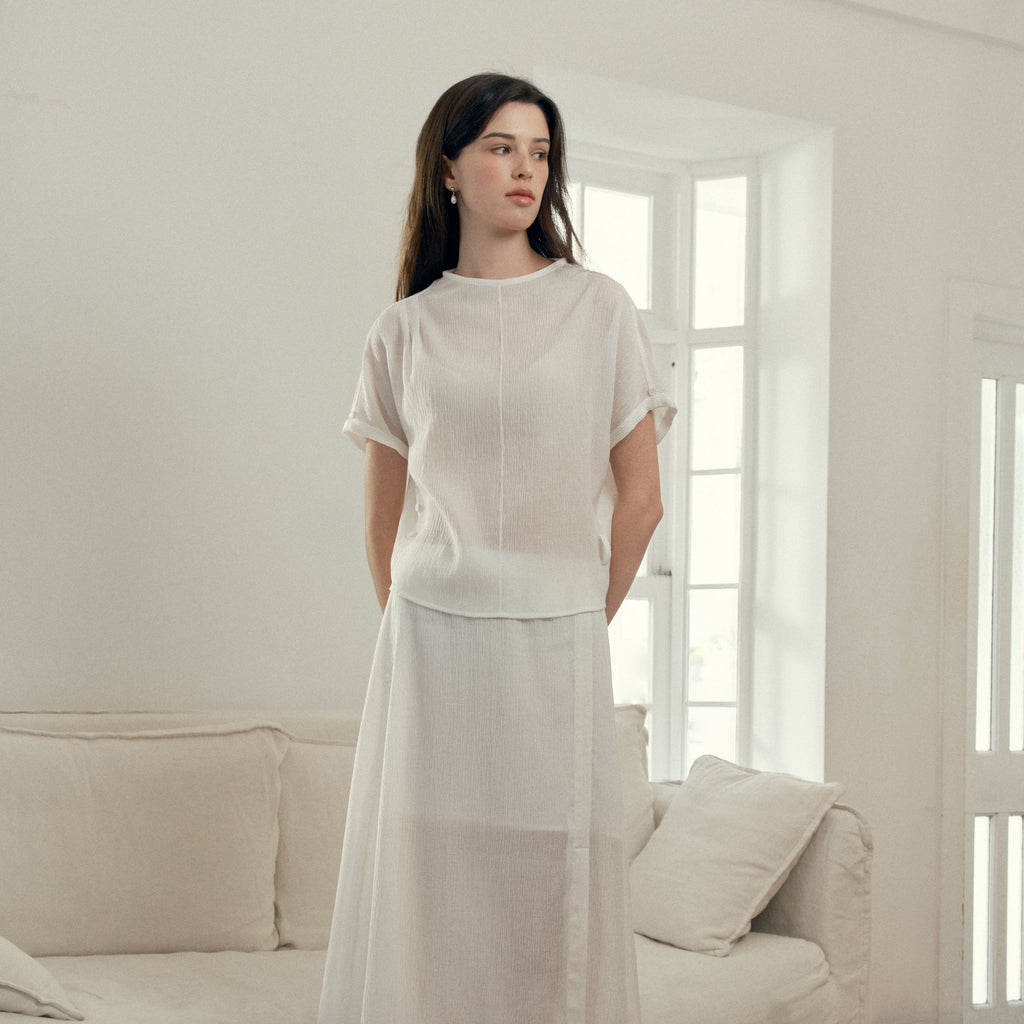 JUCYJUDY [Minute PICK] Mock Neck Wrinkle Blouse J1BL324B