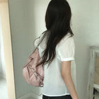 MIND BRIDGE WOMEN [W]Sheer shirring white short sleeve blouse M1WS4280