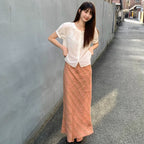 MIND BRIDGE WOMEN [W]Sheer shirring white short sleeve blouse M1WS4280