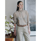 The Aperture Sheer Stripe Shirt Brown (TA6264A04D)