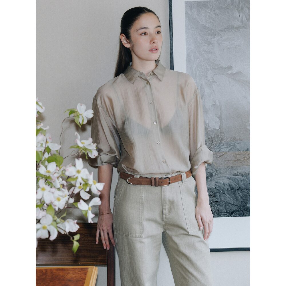 The Aperture Sheer Stripe Shirt Brown (TA6264A04D)