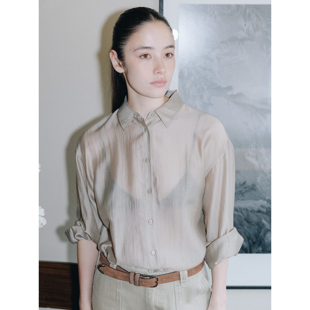 The Aperture Sheer Stripe Shirt Brown (TA6264A04D)