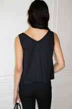 NCSSRY Lace Tuck Sleeveless Top (Black)