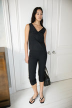 NCSSRY Lace Tuck Sleeveless Top (Black)