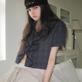 GNOHNOEY [2nd] Ruffle Lace Blouse (Check)