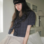 GNOHNOEY [2nd] Ruffle Lace Blouse (Check)