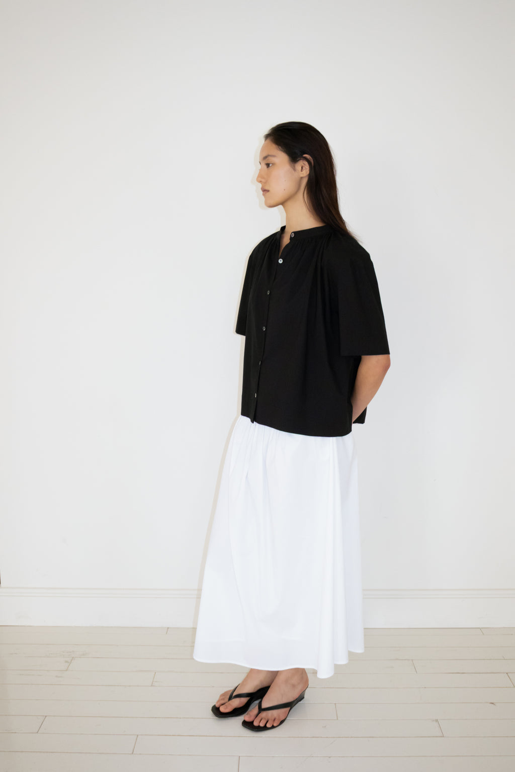 NCSSRY Cotton Back-Tie Blouse (Black)