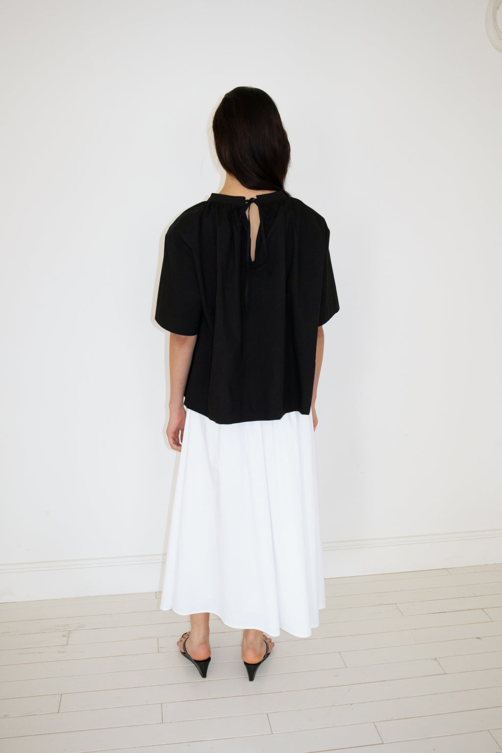NCSSRY Cotton Back-Tie Blouse (Black)