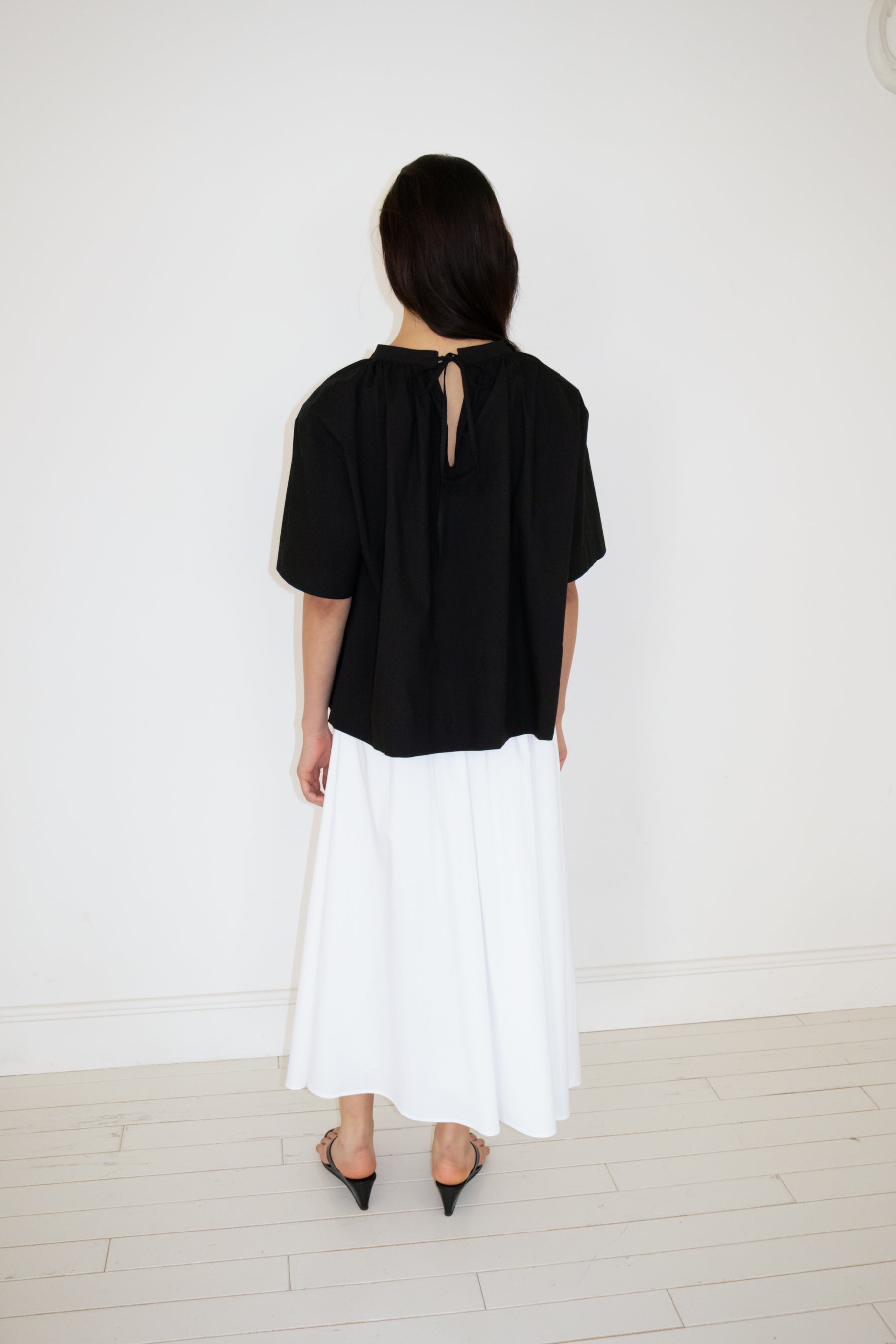 NCSSRY Cotton Back-Tie Blouse (Black)
