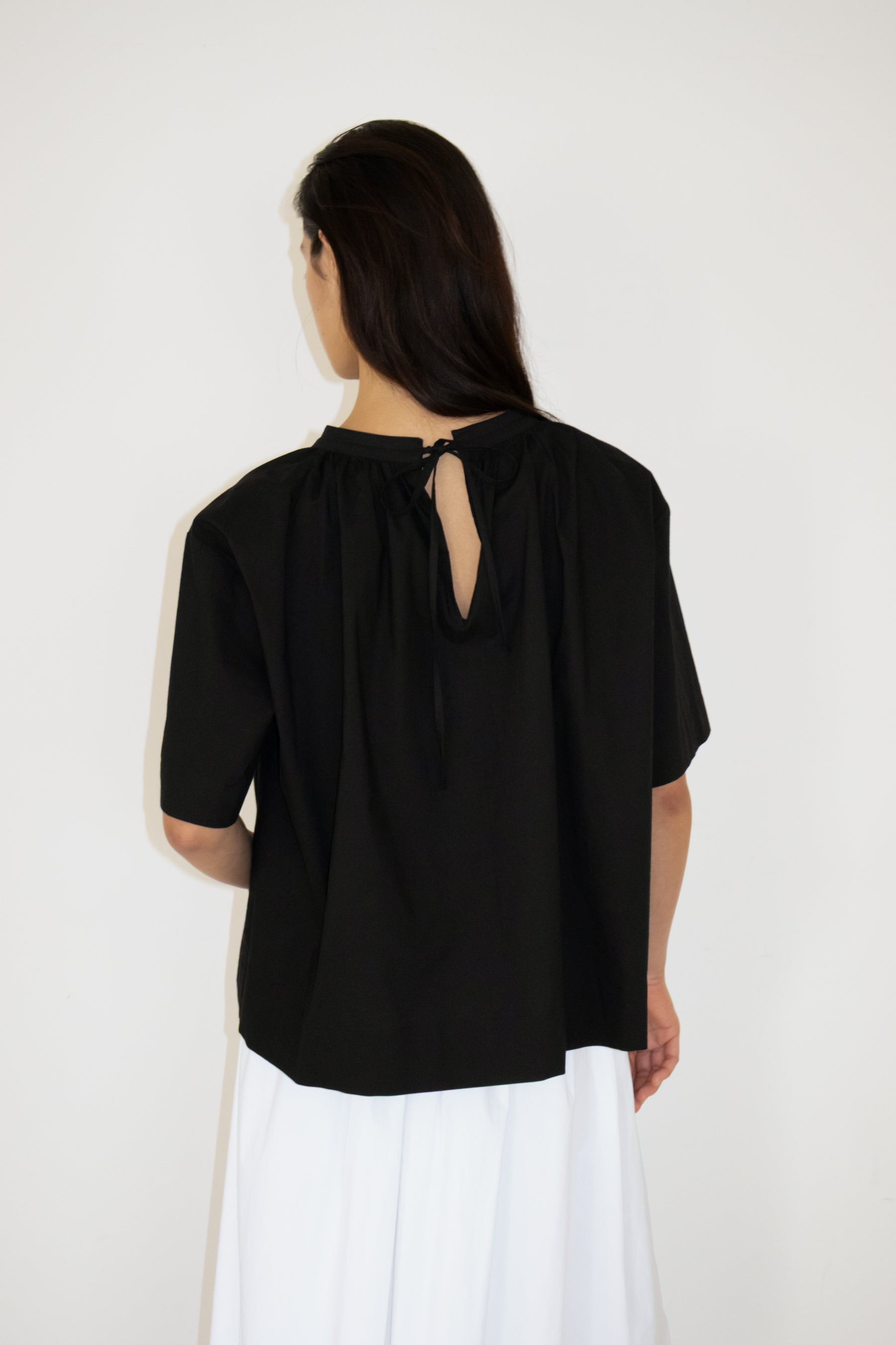 NCSSRY Cotton Back-Tie Blouse (Black)