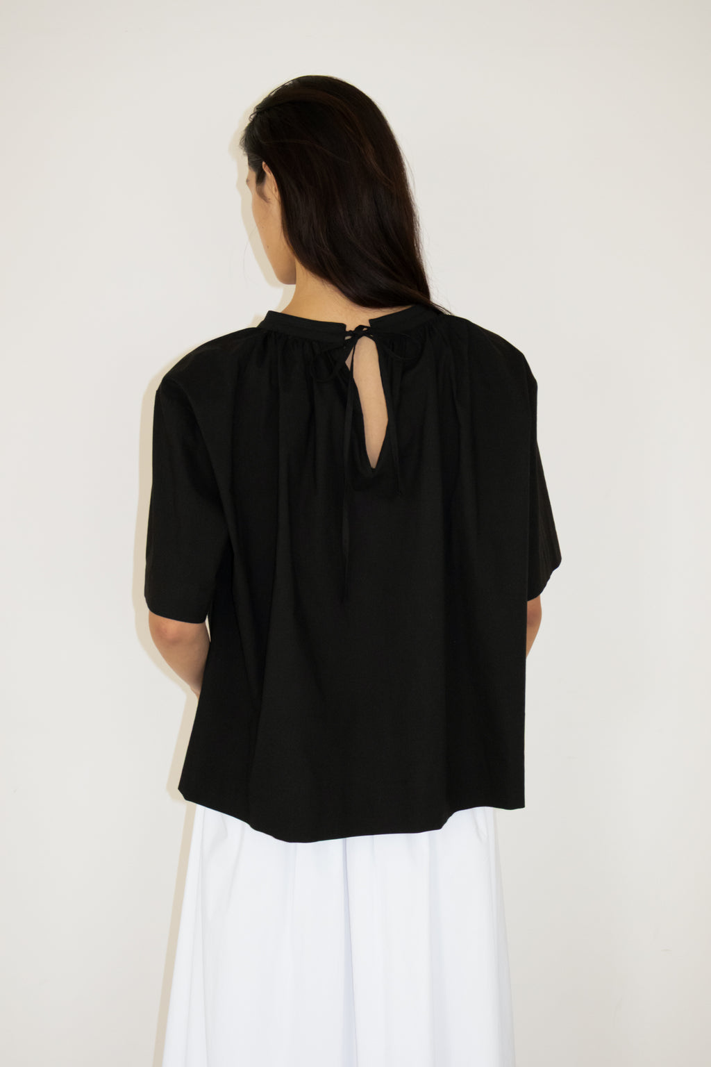 NCSSRY Cotton Back-Tie Blouse (Black)