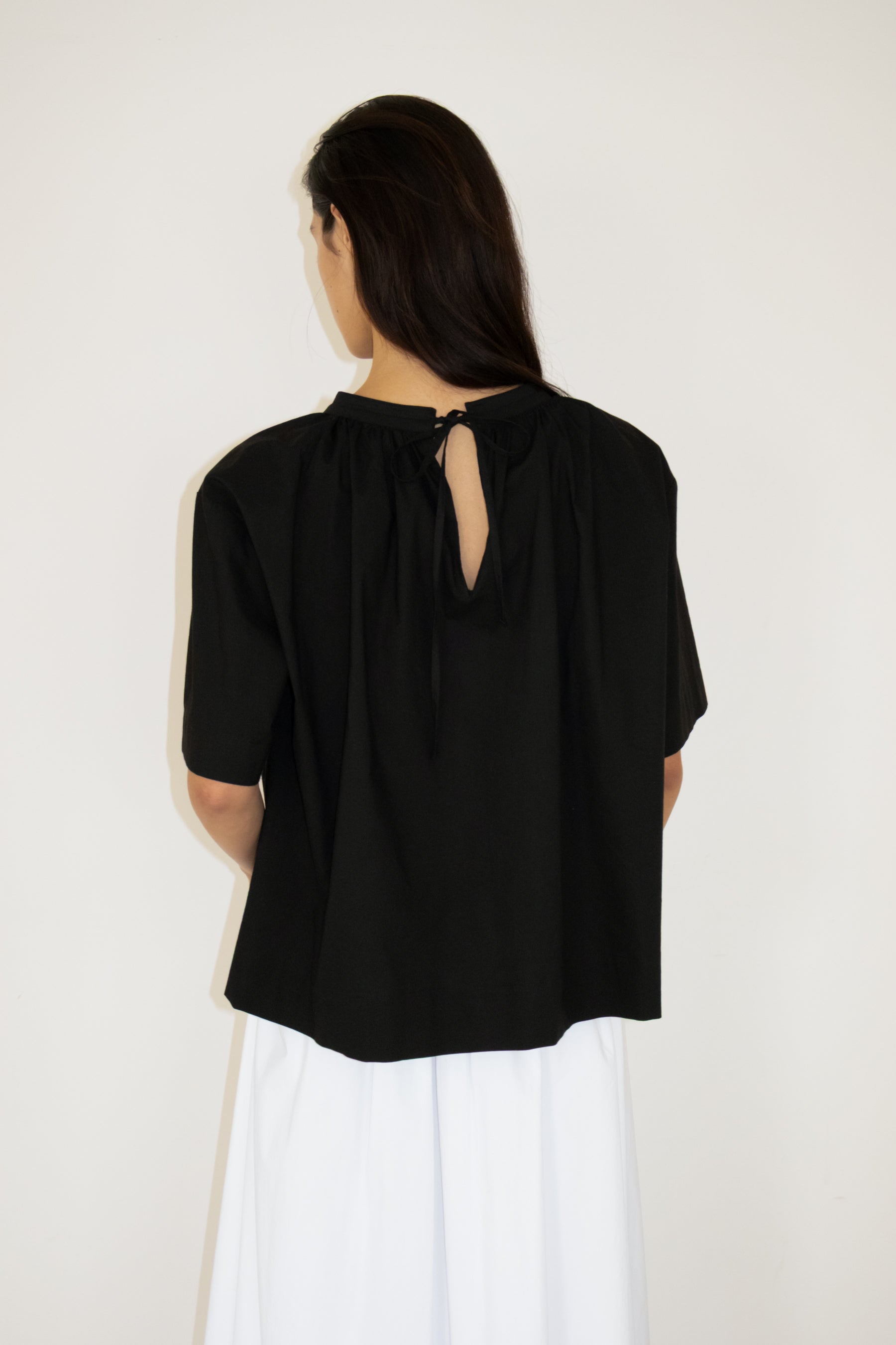 NCSSRY Cotton Back-Tie Blouse (Black)