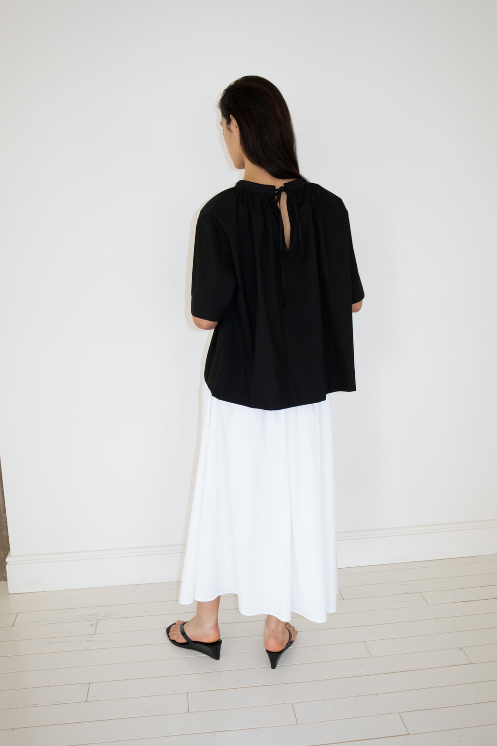 NCSSRY Cotton Back-Tie Blouse (Black)