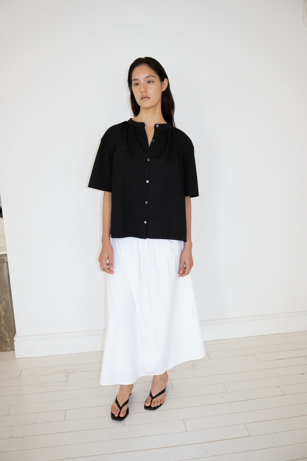 NCSSRY Cotton Back-Tie Blouse (Black)