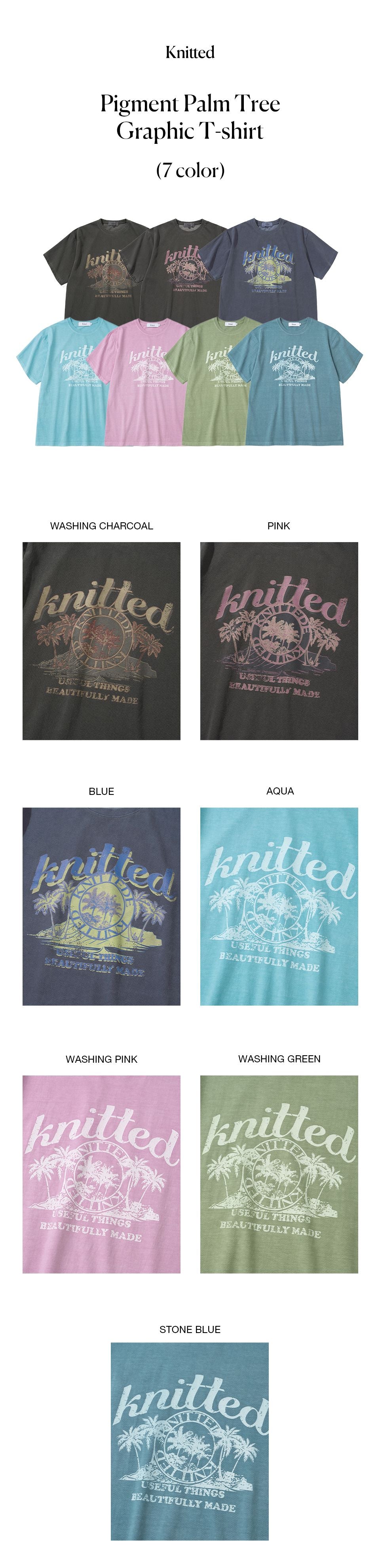 KNITTED (UNISEX) Pigmented palm tree graphic t-shirt CHARCOAL