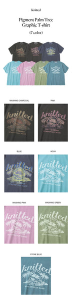 KNITTED (UNISEX) Pigmented palm tree graphic t-shirt CHARCOAL