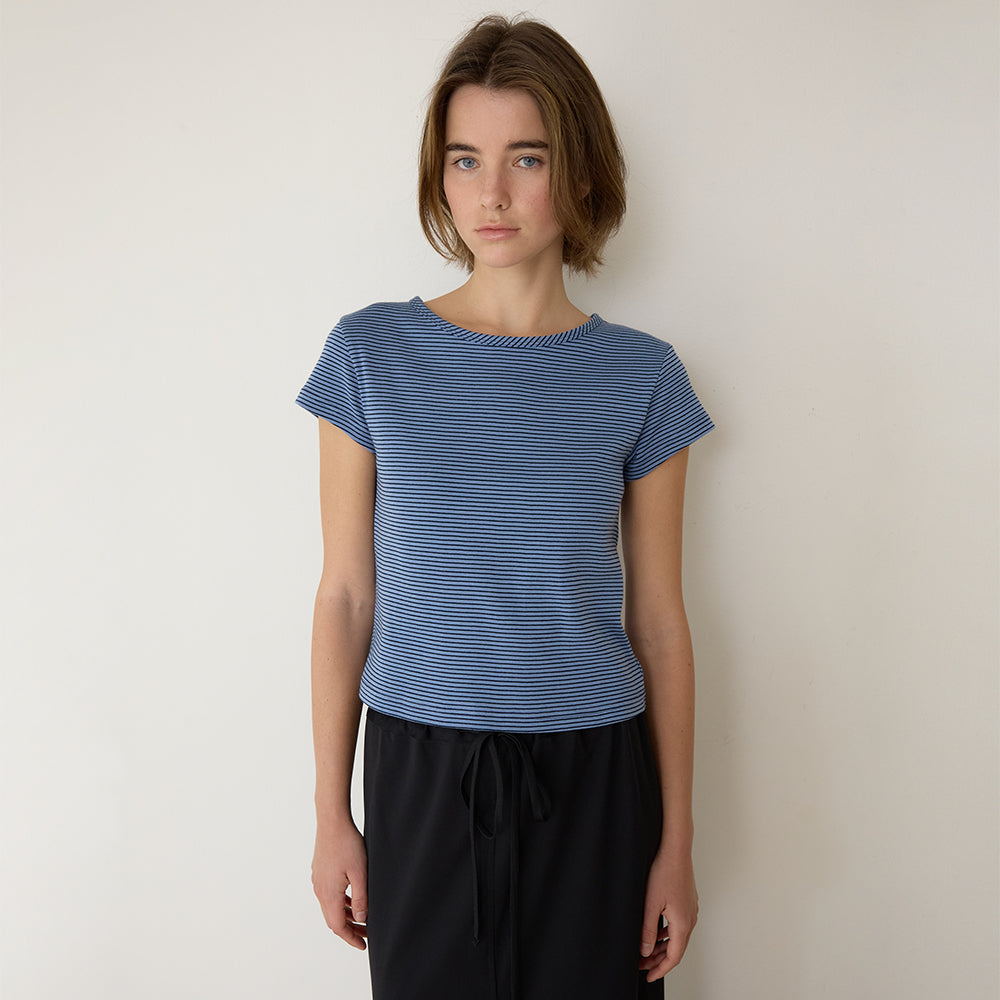 AMONG A STRIPE BASIC T-SHIRT_BLUE
