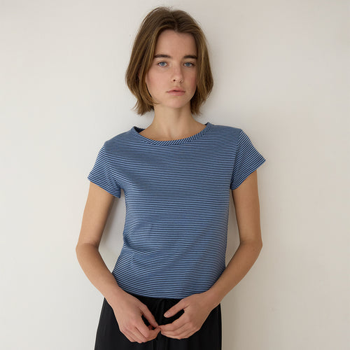 AMONG A STRIPE BASIC T-SHIRT_BLUE