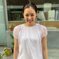 pesto SHEER SHIRRING BLOUSE WHITE