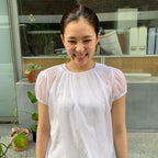 pesto SHEER SHIRRING BLOUSE WHITE