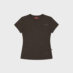 S'EST Crop Eyelet Cut-out T-shirts Dark Brown