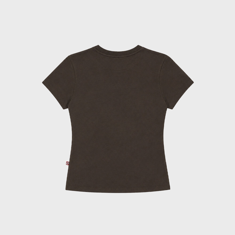 S'EST Crop Eyelet Cut-out T-shirts Dark Brown