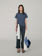 L'EAU Tacit stripe t-shirt_Deep blue