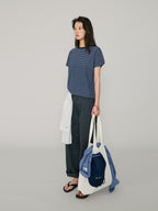 L'EAU Tacit stripe t-shirt_Deep blue