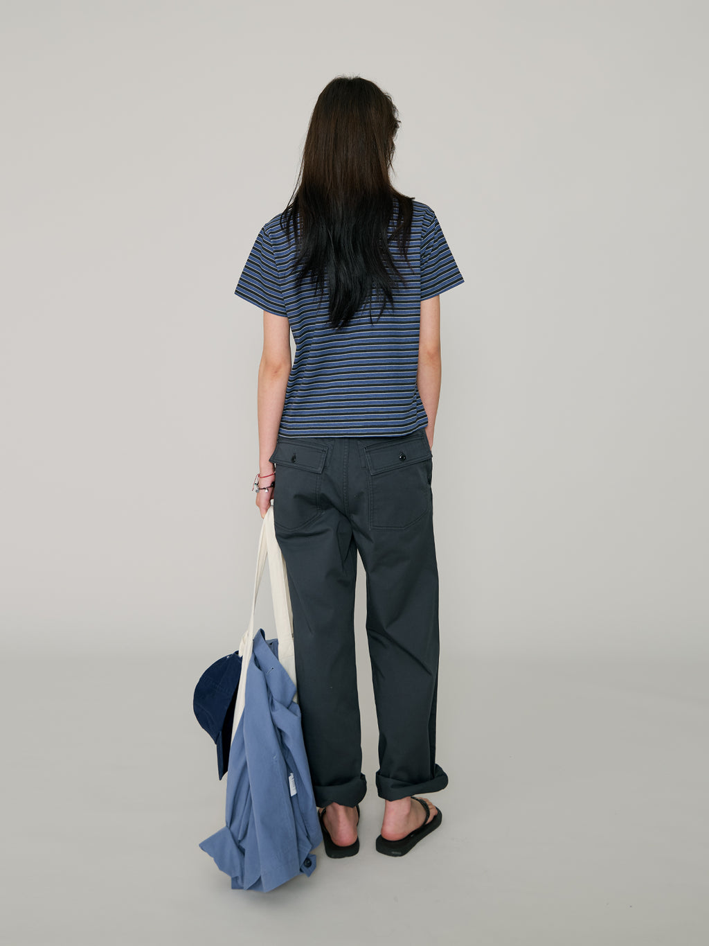 L'EAU Tacit stripe t-shirt_Deep blue