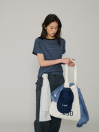 L'EAU Tacit stripe t-shirt_Deep blue